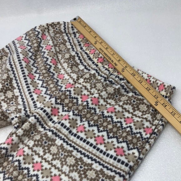 Kenzie Pajama Set Fleece 2- Piece Pink & Tan Cream Lurex Metallic Thread Size M - Picture 11 of 15